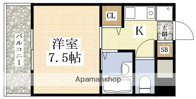 第15東昌ハイツ(1K/6階)の間取り写真