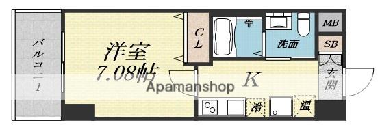 CASSIA豊中三国(1K/9階)の間取り写真