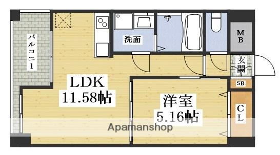 ノルデンハイム江坂Ⅰ(1LDK/5階)の間取り写真