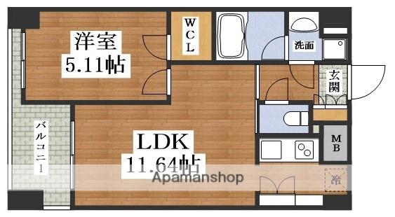 ノルデンハイム江坂Ⅰ(1LDK/3階)の間取り写真