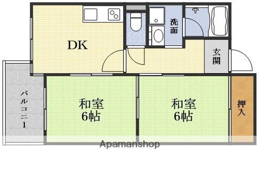 オークヒルズ北大阪(2DK/4階)の間取り写真