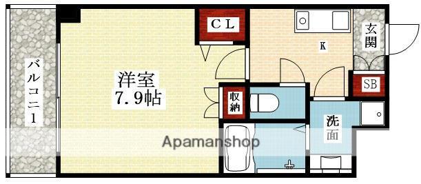 アーデン江坂Ⅲ(1K/4階)の間取り写真