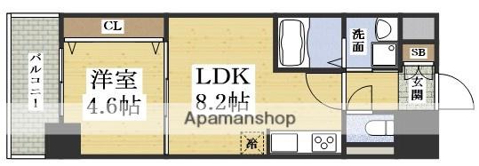 セノアタワー新大阪(1LDK/4階)の間取り写真
