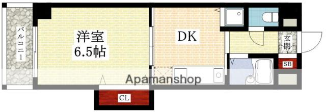 ノルデンハイム東三国1(1DK/4階)の間取り写真