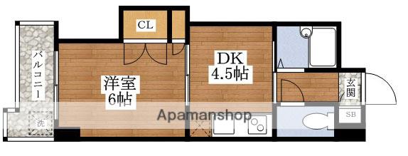 新大阪グランドハイツ北(1DK/13階)の間取り写真