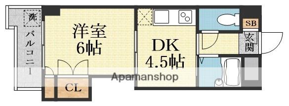 新大阪グランドハイツ北(1DK/11階)の間取り写真