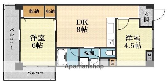コロナハイツ(2LDK/6階)の間取り写真