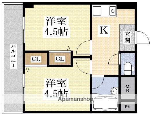 木川東エクセルハイツ(2K/6階)の間取り写真