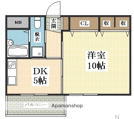 デュウエル東三国(1DK/2階)の間取り写真