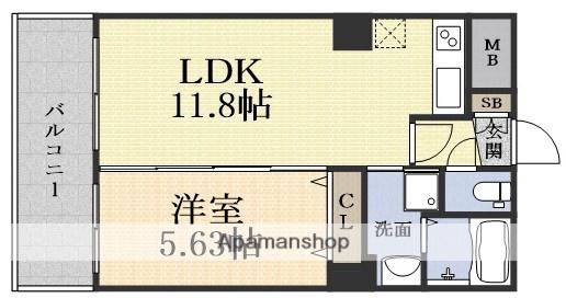 ノルデンタワー新大阪PREMIUM(1LDK/2階)の間取り写真