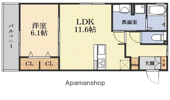 シャルムA(1LDK/1階)の間取り写真