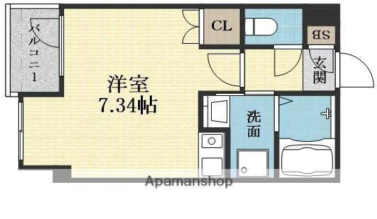 第6浦濱ビレッジ(ワンルーム/4階)の間取り写真