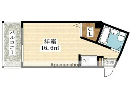 JR駅前東淀川ハイツ(ワンルーム/4階)の間取り写真