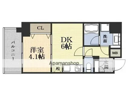 S-RESIDENCE江坂(1DK/13階)の間取り写真