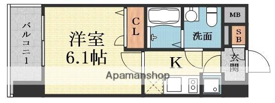 エスリード北大阪レジデンス(1K/9階)の間取り写真