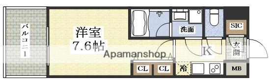 スプランディッド三国Ⅰ(1K/7階)の間取り写真