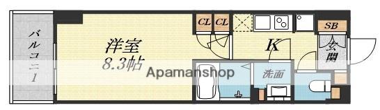 ミュプレ江坂(1K/2階)の間取り写真