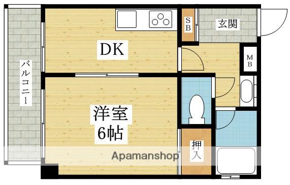 江坂グランドハイツ北(1DK/4階)の間取り写真