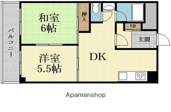 江坂グランドハイツ北(2DK/7階)の間取り写真