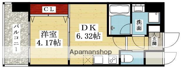 プレジオ江坂Ⅱ(1DK/10階)の間取り写真