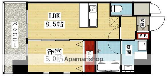 プレジオ江坂Ⅱ(1LDK/6階)の間取り写真