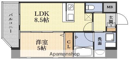 プレジオ江坂Ⅱ(1LDK/8階)の間取り写真