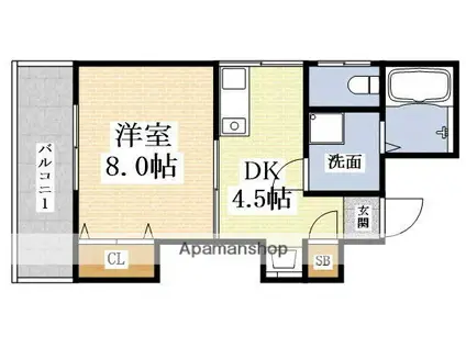 新大阪レジデンス小島(1DK/8階)の間取り写真