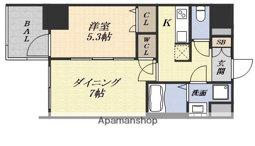 コンフォリア・リヴ新大阪ウエスト(1DK/13階)の間取り写真