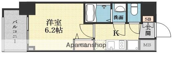 プレサンス東三国駅前グランクラス(1K/2階)の間取り写真