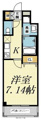 LUCIR西三国(1K/2階)の間取り写真