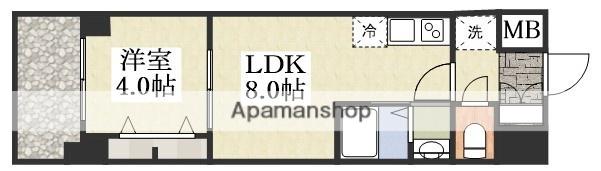 MAXIV CROS 江坂(1LDK/5階)の間取り写真