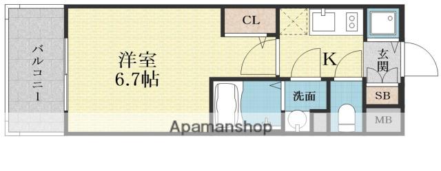 エスリード ザ・グラン大阪ノース(1K/10階)の間取り写真