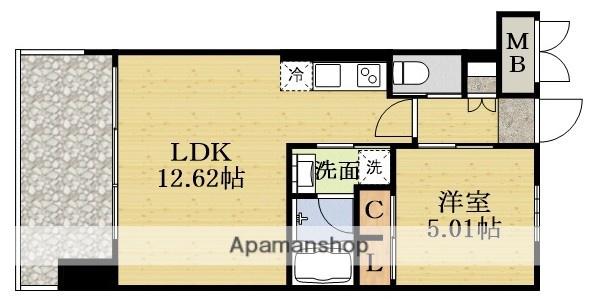 プレジオ三国EURO(1LDK/12階)の間取り写真