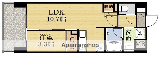 コンフォリア・リヴ東三国駅前ソルテラス(1LDK/8階)の間取り写真