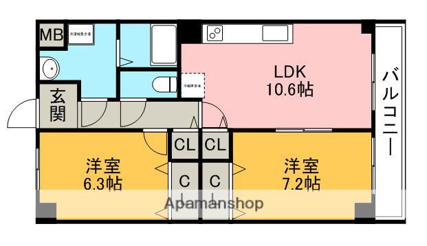 メゾンボヌール(2LDK/2階)の間取り写真