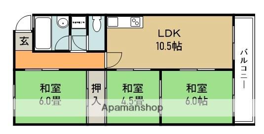 箕面パークヴィラ(3LDK/2階)の間取り写真