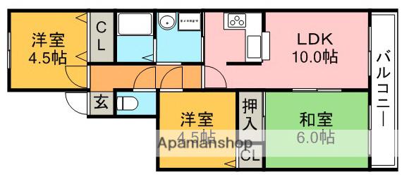 サンパレス21池田(3LDK/1階)の間取り写真