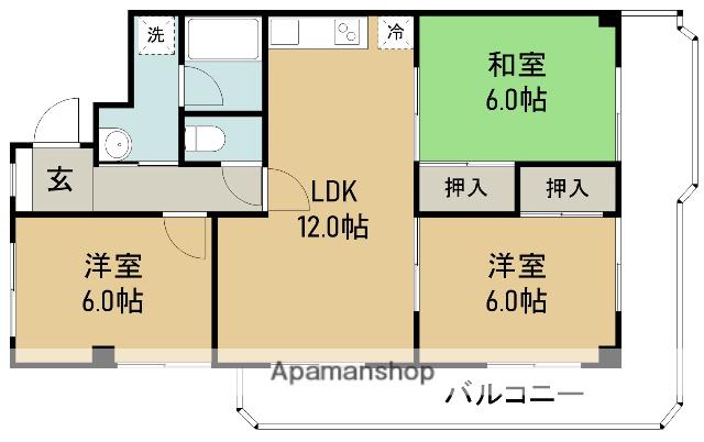 シャルム池田1号棟(3LDK/3階)の間取り写真