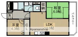 上野坂ハイツ(2LDK/4階)の間取り写真