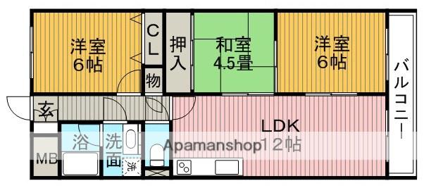 エクウス箕面(3LDK/2階)の間取り写真