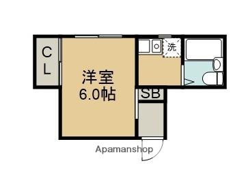 FKハイツ大和町(1K/3階)の間取り写真