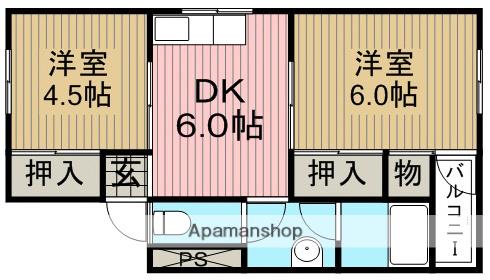 桜荘マンション(2DK/1階)の間取り写真