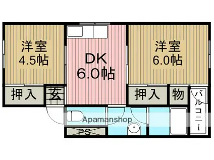 桜荘マンション(2DK/3階)の間取り写真