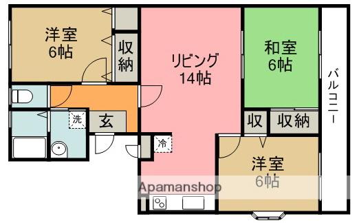 アンシャンテ川西(3LDK/2階)の間取り写真