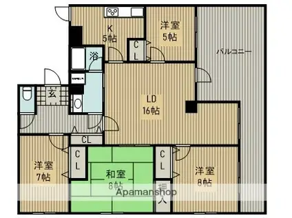 ヒルズコート刀根山(4LDK/1階)の間取り写真