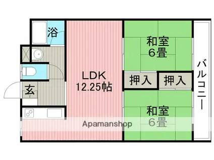 コーポ三矢(2LDK/3階)の間取り写真