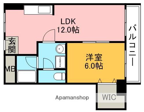 高木マンション(1LDK/3階)の間取り写真