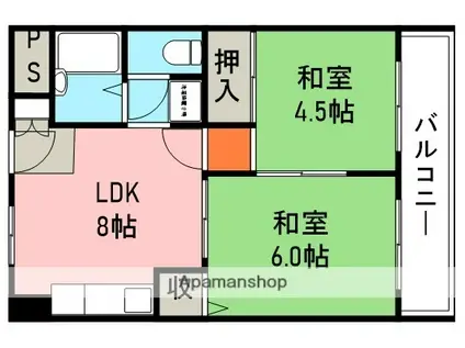 高木マンション(2DK/4階)の間取り写真
