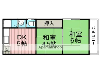 小田第二マンション(2DK/1階)の間取り写真