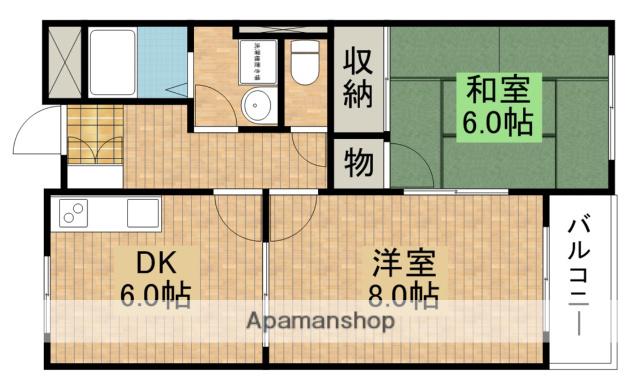 カーサてしまパレス(2DK/3階)の間取り写真